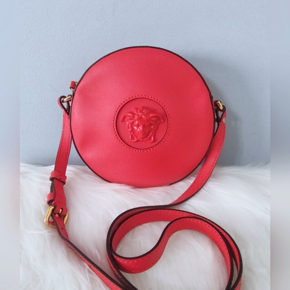 Versace La Medusa round nappa leather crossbody bag NFC EUC